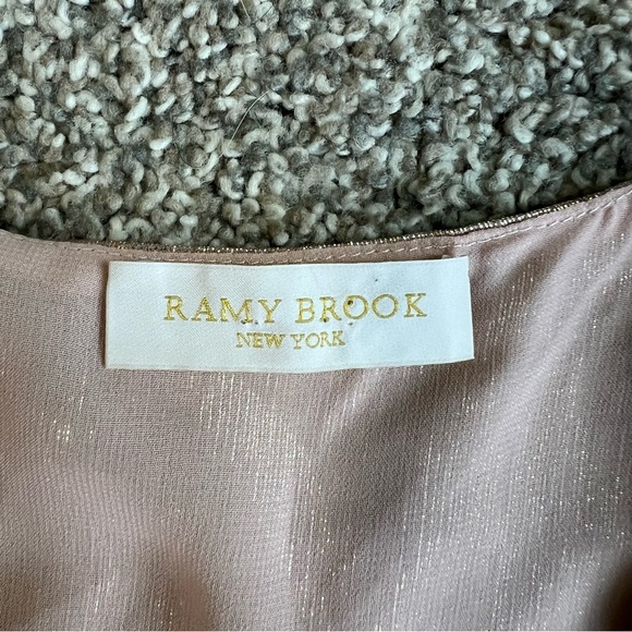 Ramy Brook Rose Gold Silk/Metallic Bell Sleeve Blouse - Picture 3 of 8
